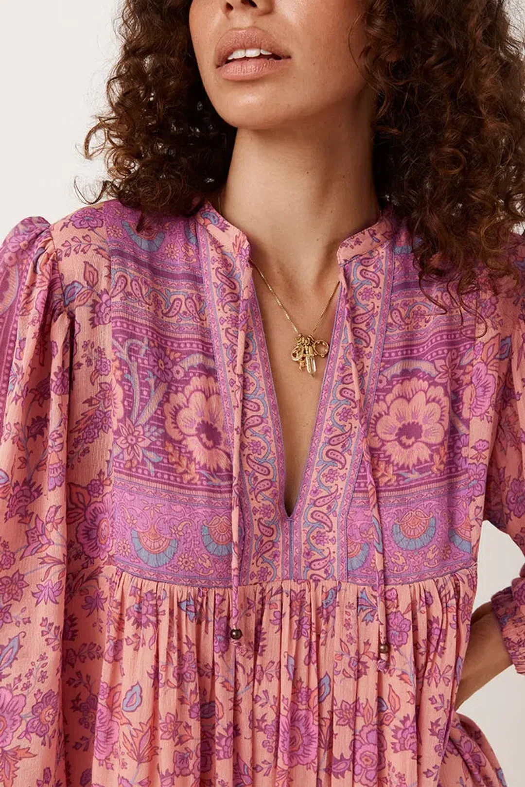 Spell The Folk Song Boho Dress Pink Size 10  for rent on The Volte - main image