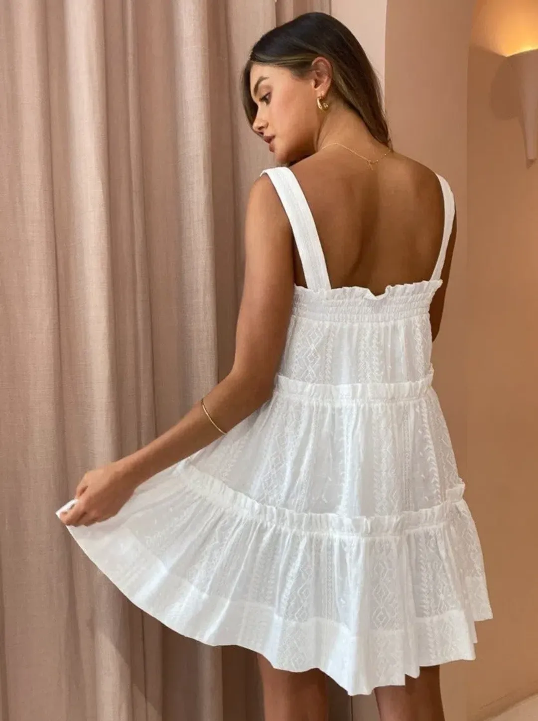 Shona Joy Cosmo Tiered Frill Mini Dress White Size 14 for rent on The Volte - main image