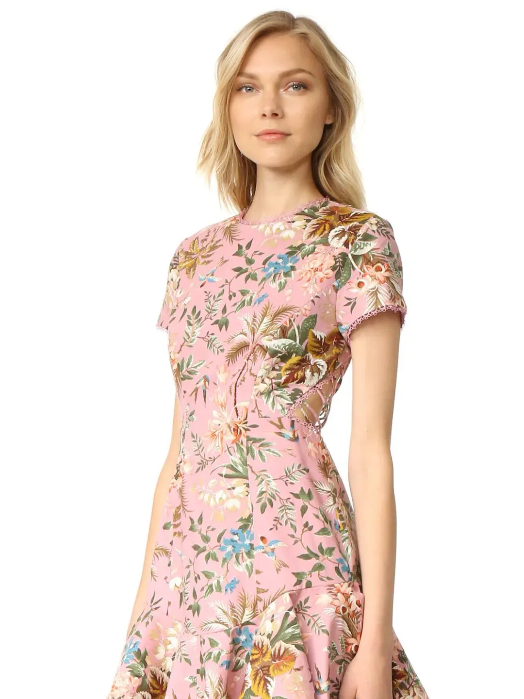 Zimmermann Tropicale Lattice Mini Dress Floral Size 1 / Au 10 for rent on The Volte - main image