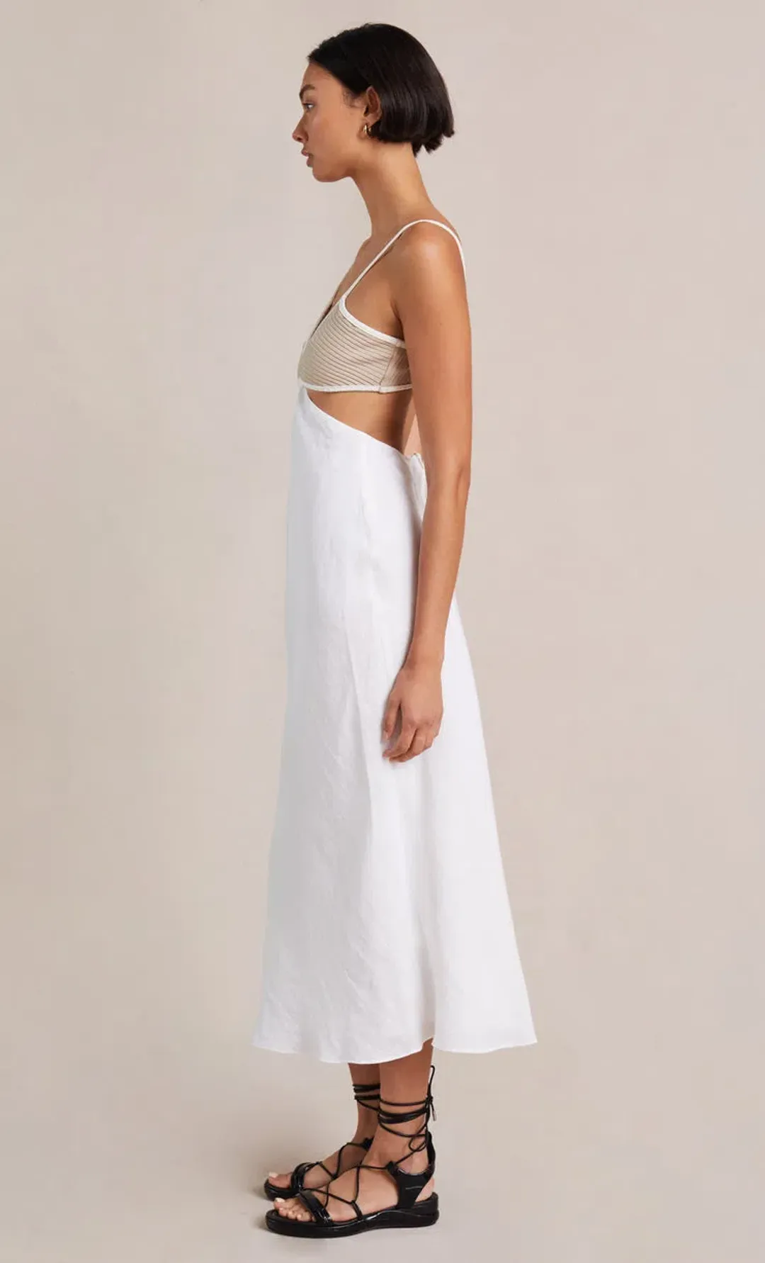 Bec & Bridge Demi Midi Dress Ivory Size 8 for rent on The Volte - main image
