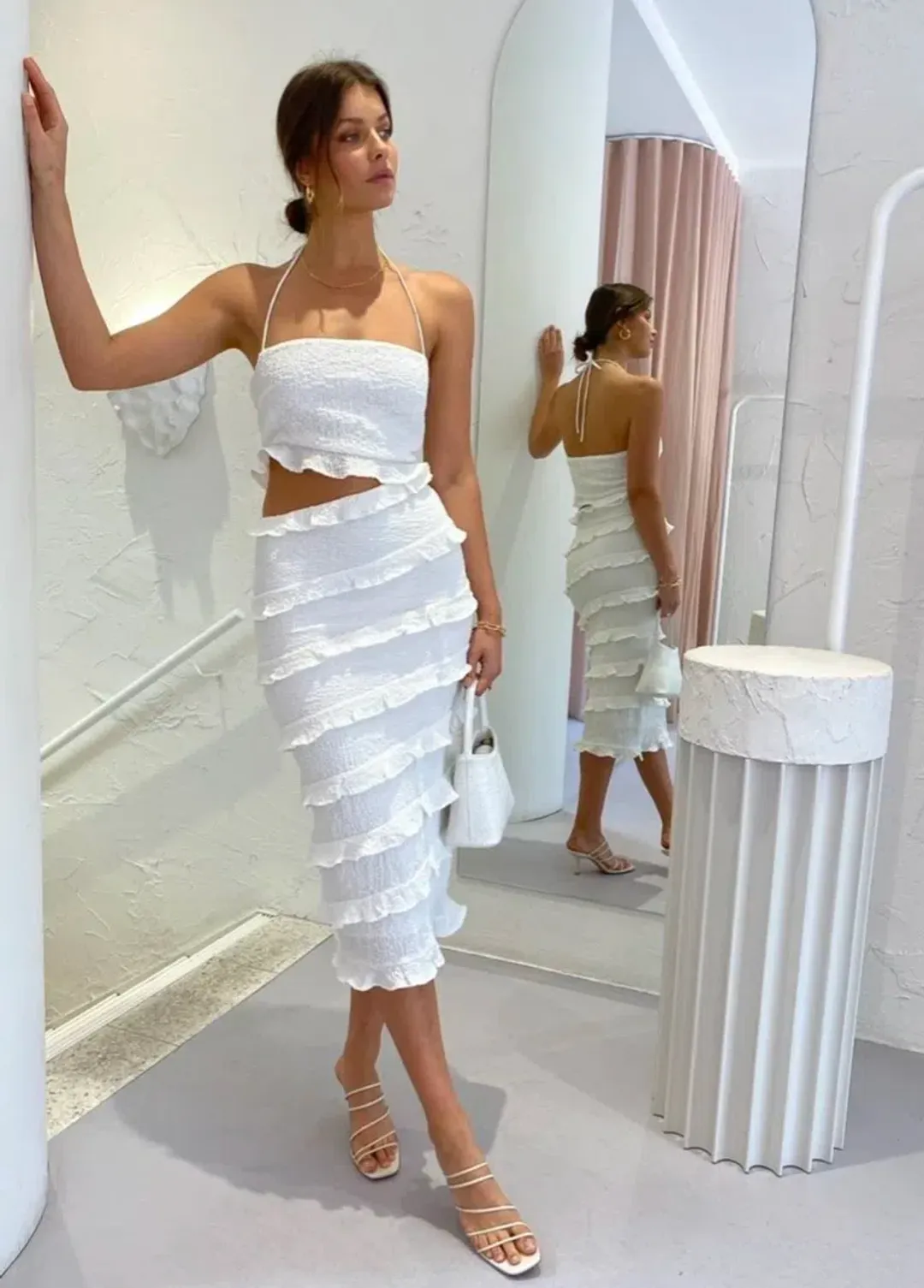 By Nicola Halo Midi Dress White Size 10 for rent on The Volte - main image