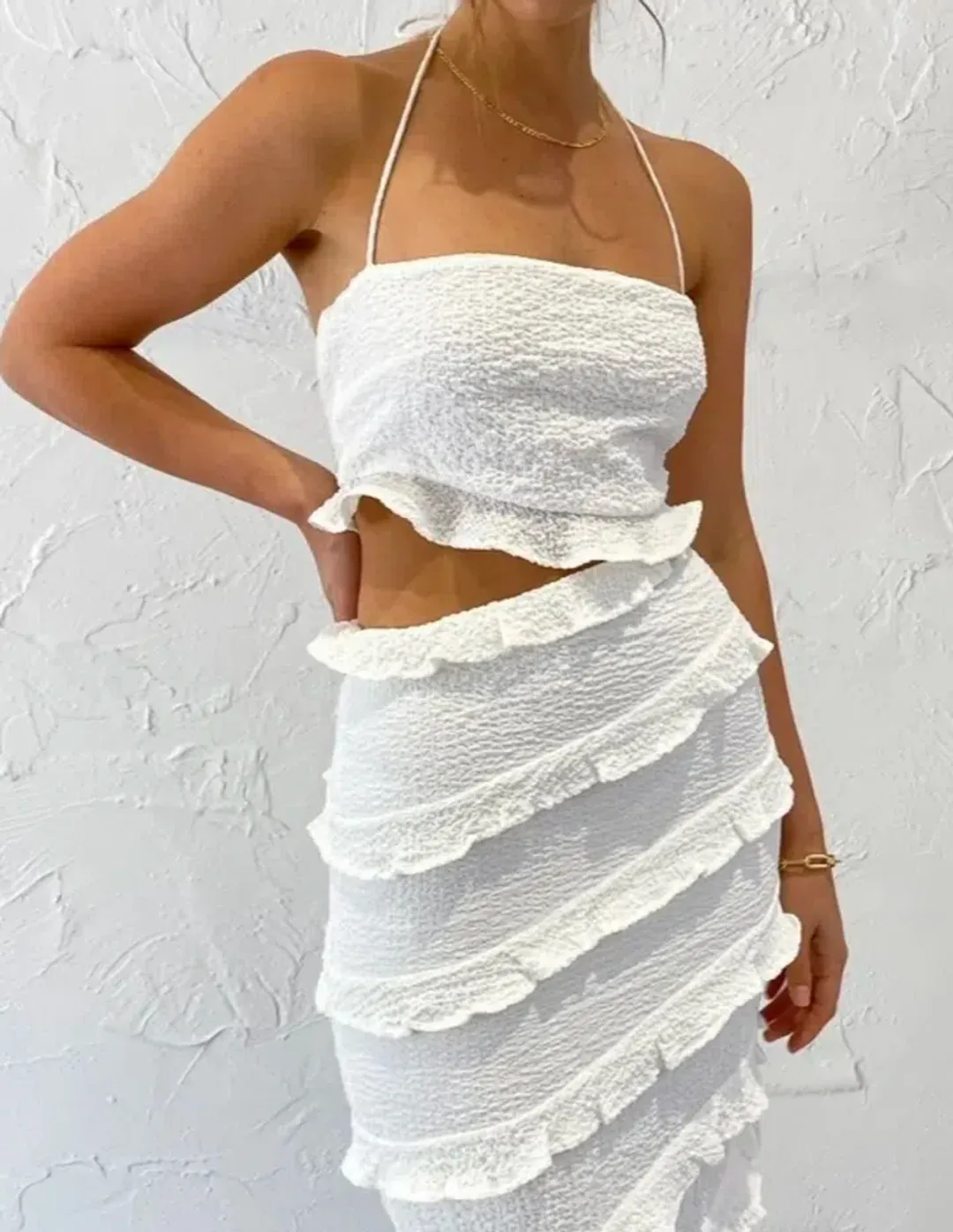 By Nicola Halo Midi Dress White Size 10 for rent on The Volte - main image