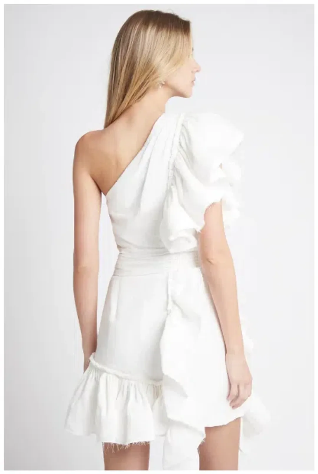 Aje Bonjour Asymmetric Mini Dress White Size 10 for rent on The Volte - main image