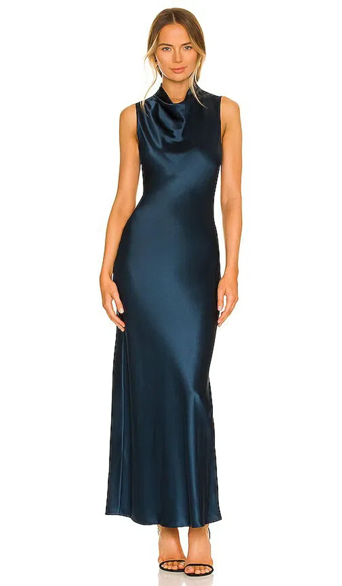 Navy Blue Satin floor length maxi Dress - Size 0 (Veronica Beard, Kura Satin Dress) - Image 1