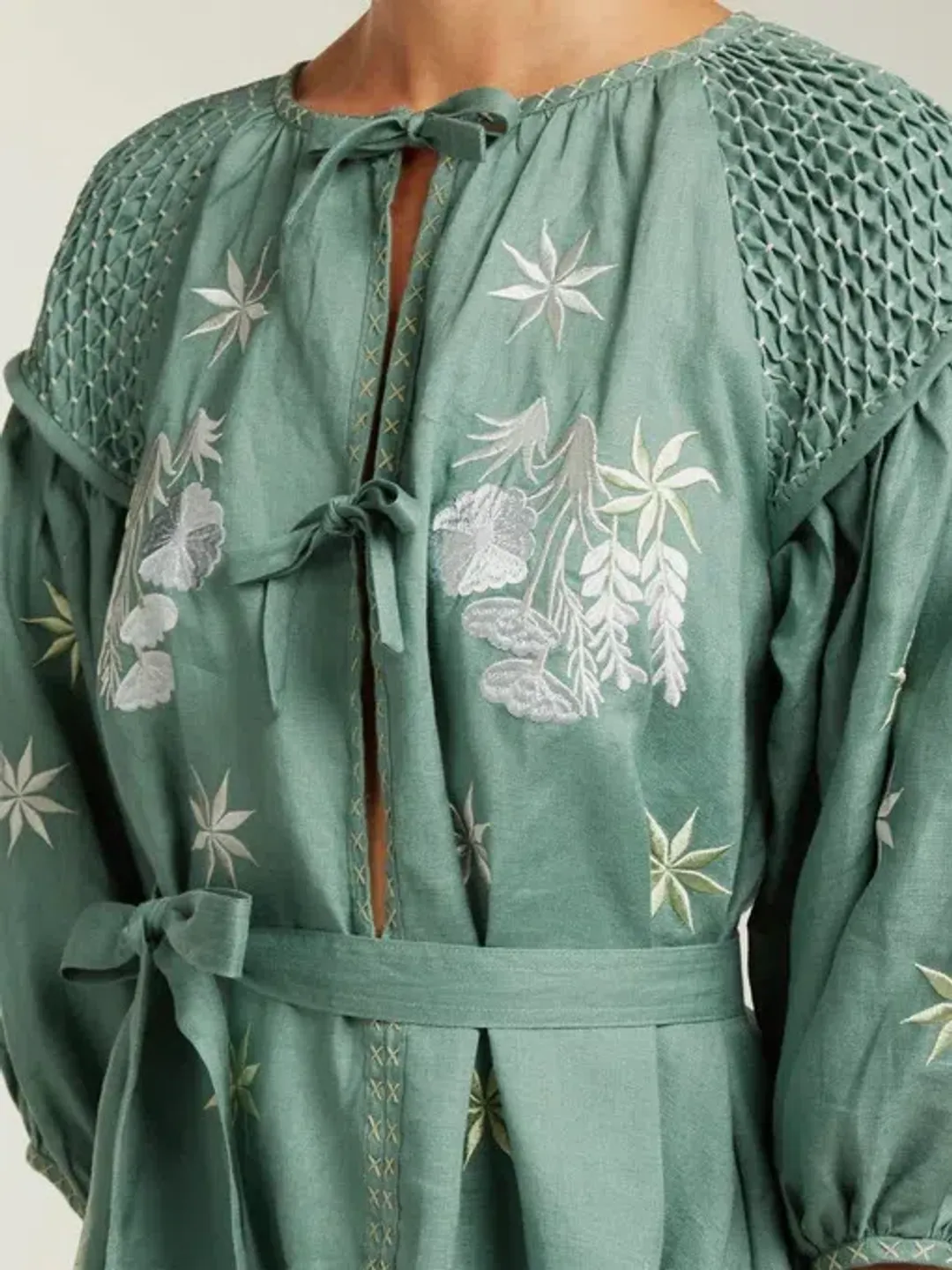 Innika Choo Hugh Jesmock Green Midi Smock Dress One Size for rent on The Volte - main image