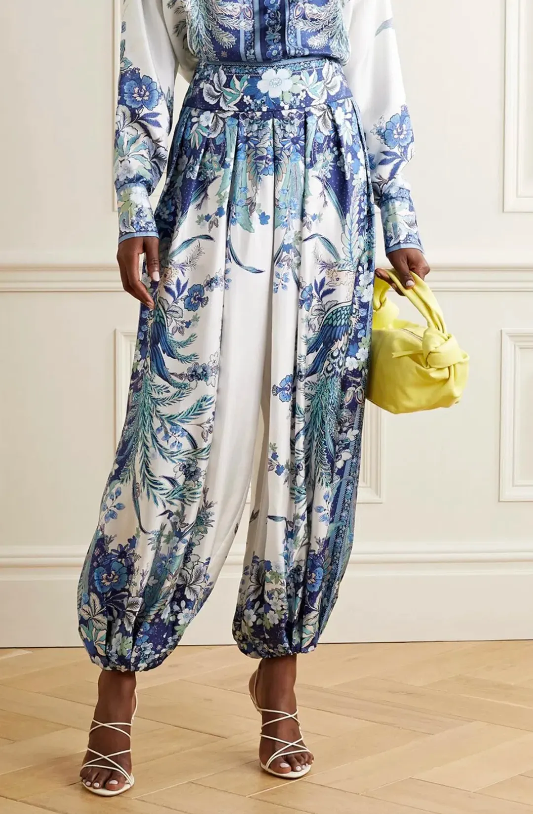 Zimmermann Glassy Pleated Silk Twill Harem Pants Print Size 3 / AU 14 for rent on The Volte - main image