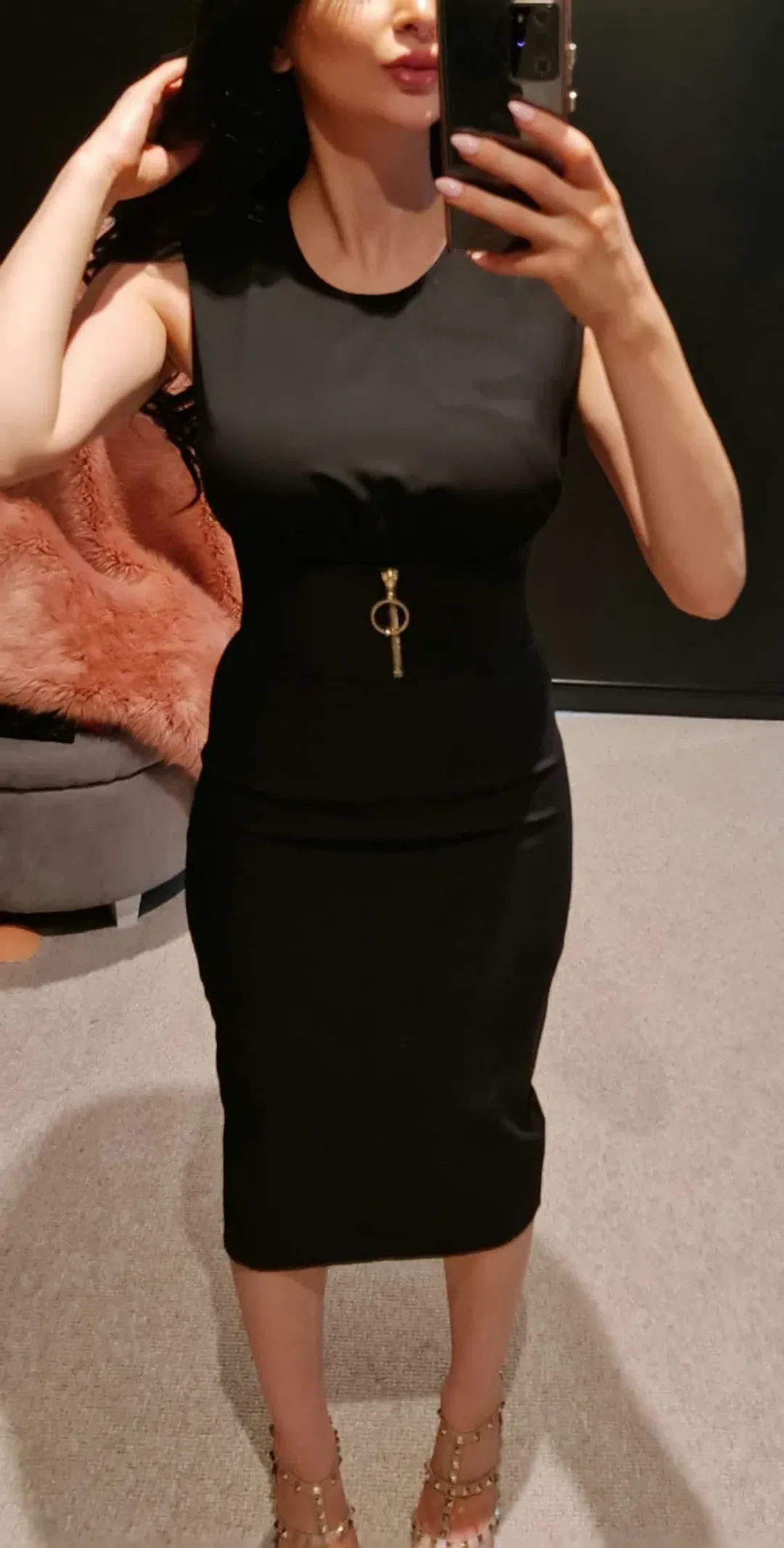 Sheike Midi Dress Black Size 6  for rent on The Volte - main image