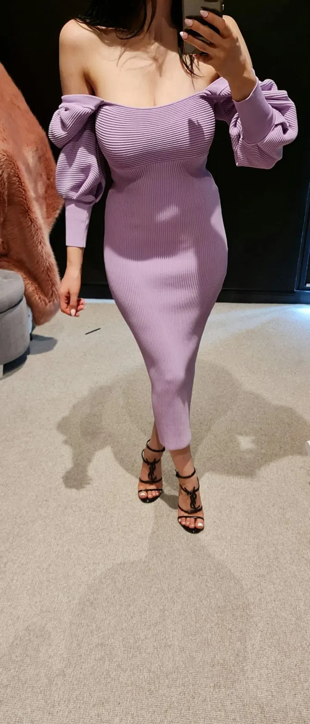 Sheike Bonnie Knit Midi Dress Lilac Purple Size 6 for rent on The Volte - main image