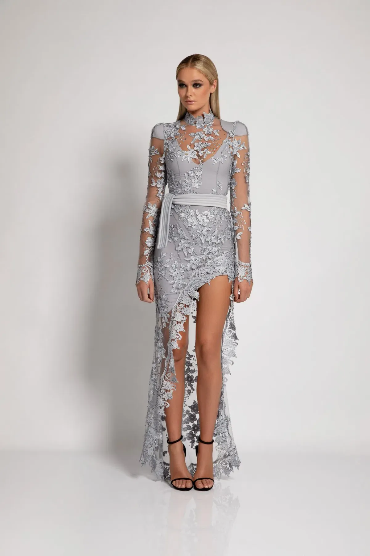 Zhivago Poison Midi Dress Grey Size 12 - Image 4