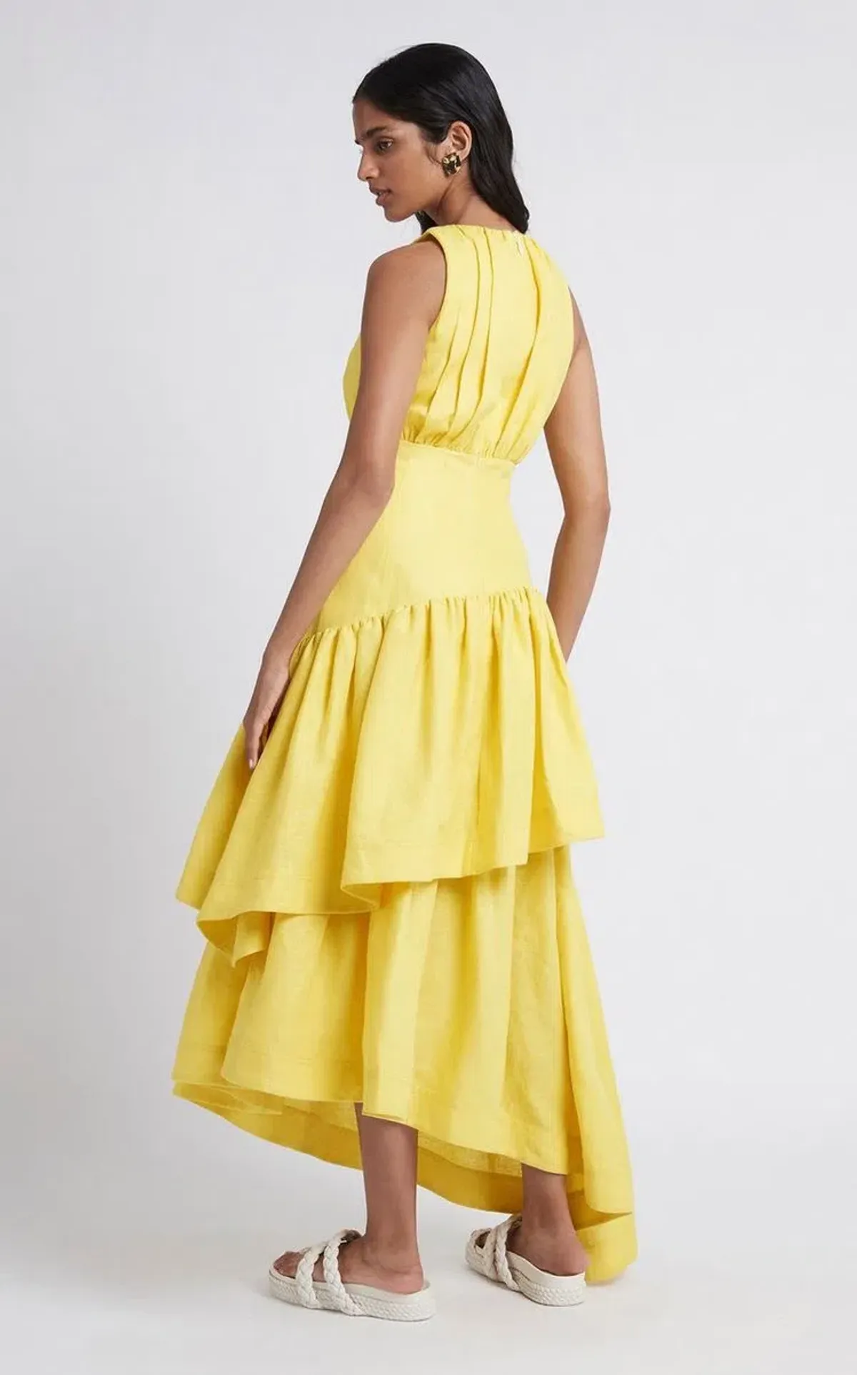 Aje Caliente Cutout Tiered Dress Daisy Yellow Size 12 - Image 3