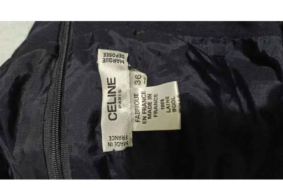 Céline Wool Mid-Length Skirt Navy Size 8 for rent on The Volte - main image