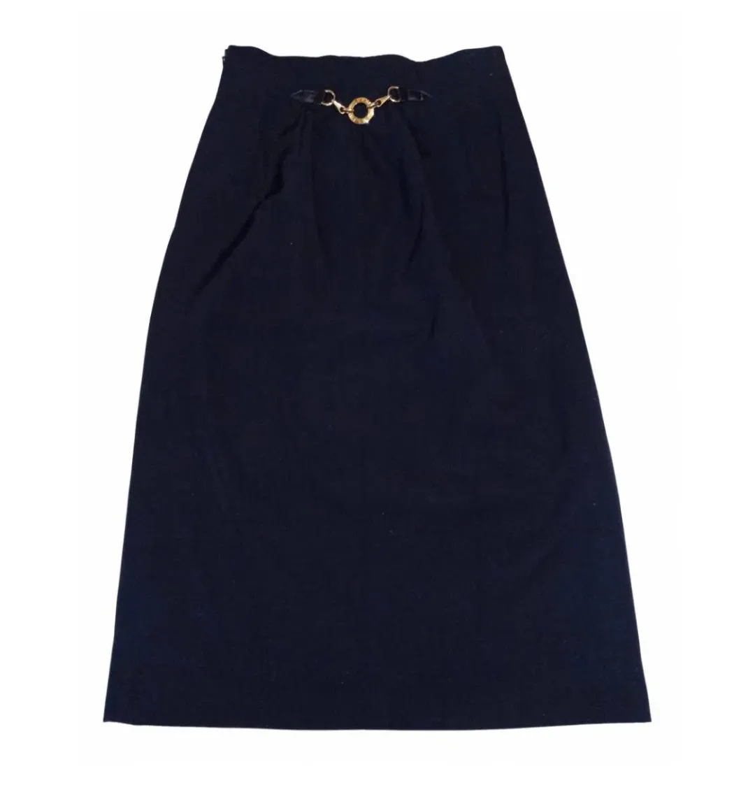 Céline Wool Mid-Length Skirt Navy Size 8 for rent on The Volte - main image