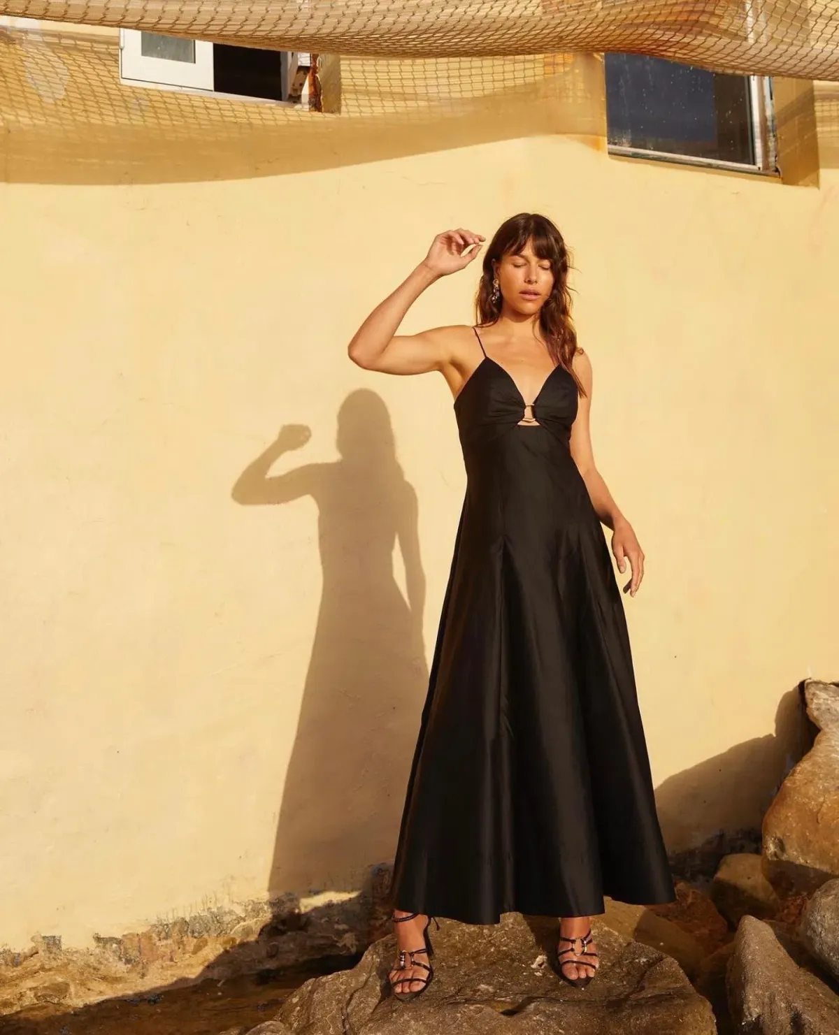 Aje Solstice Strappy Ring Midi Dress Black Size 6 - Image 5