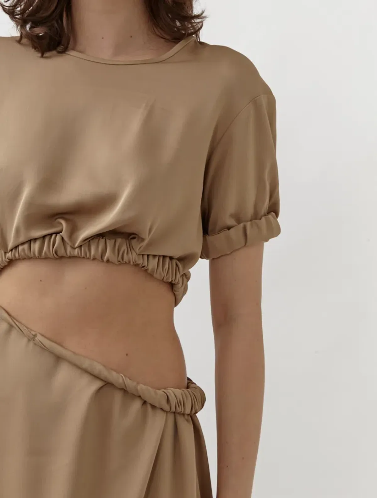 Christopher Esber Rolled Up Tee Dress in Tan Nude Size 8 - Image 5