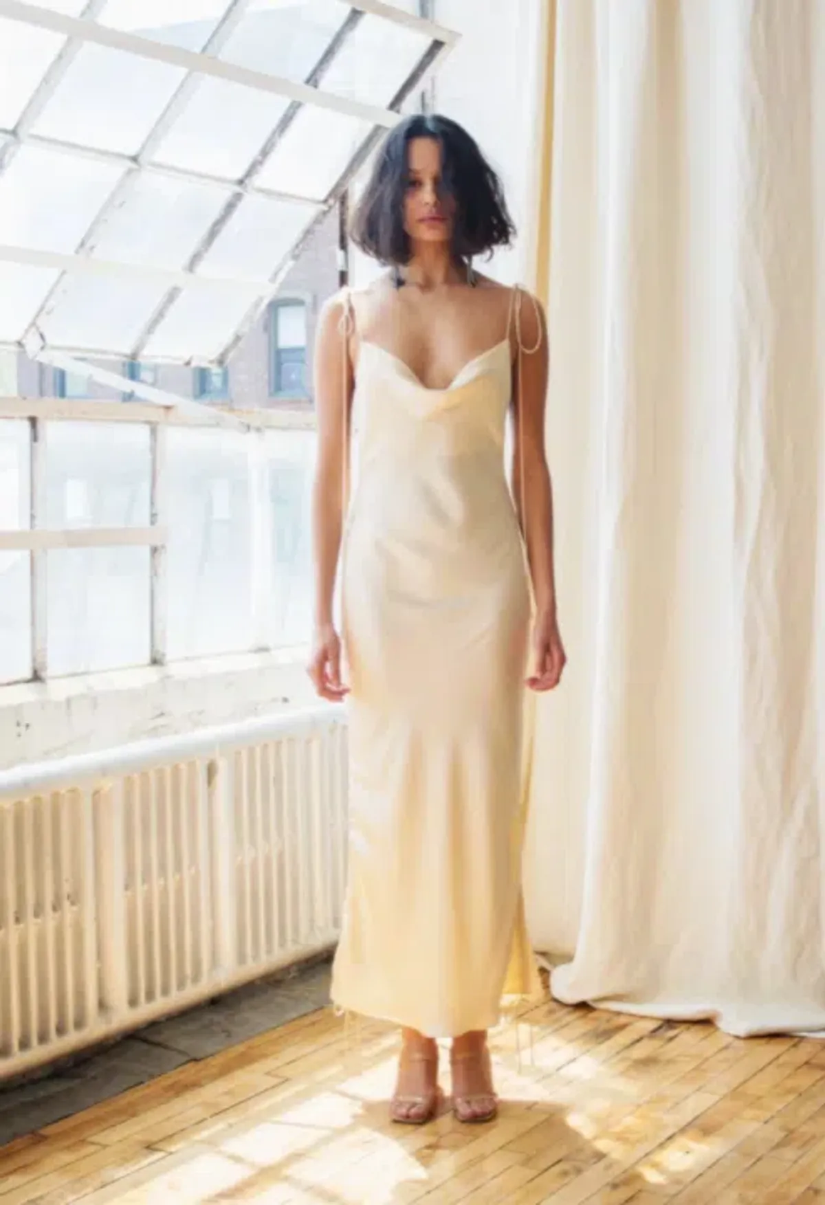 Orseund Iris Drawstring Dress Cream Size S - Image 1