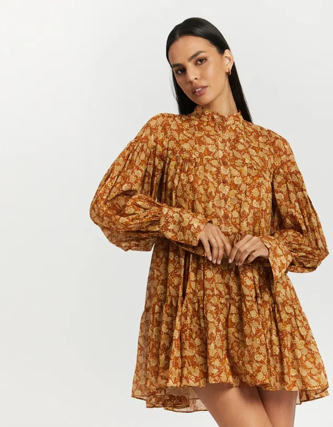 Shona Joy Arizona Tiered Mini Dress Print Size 14  for rent on The Volte - main image