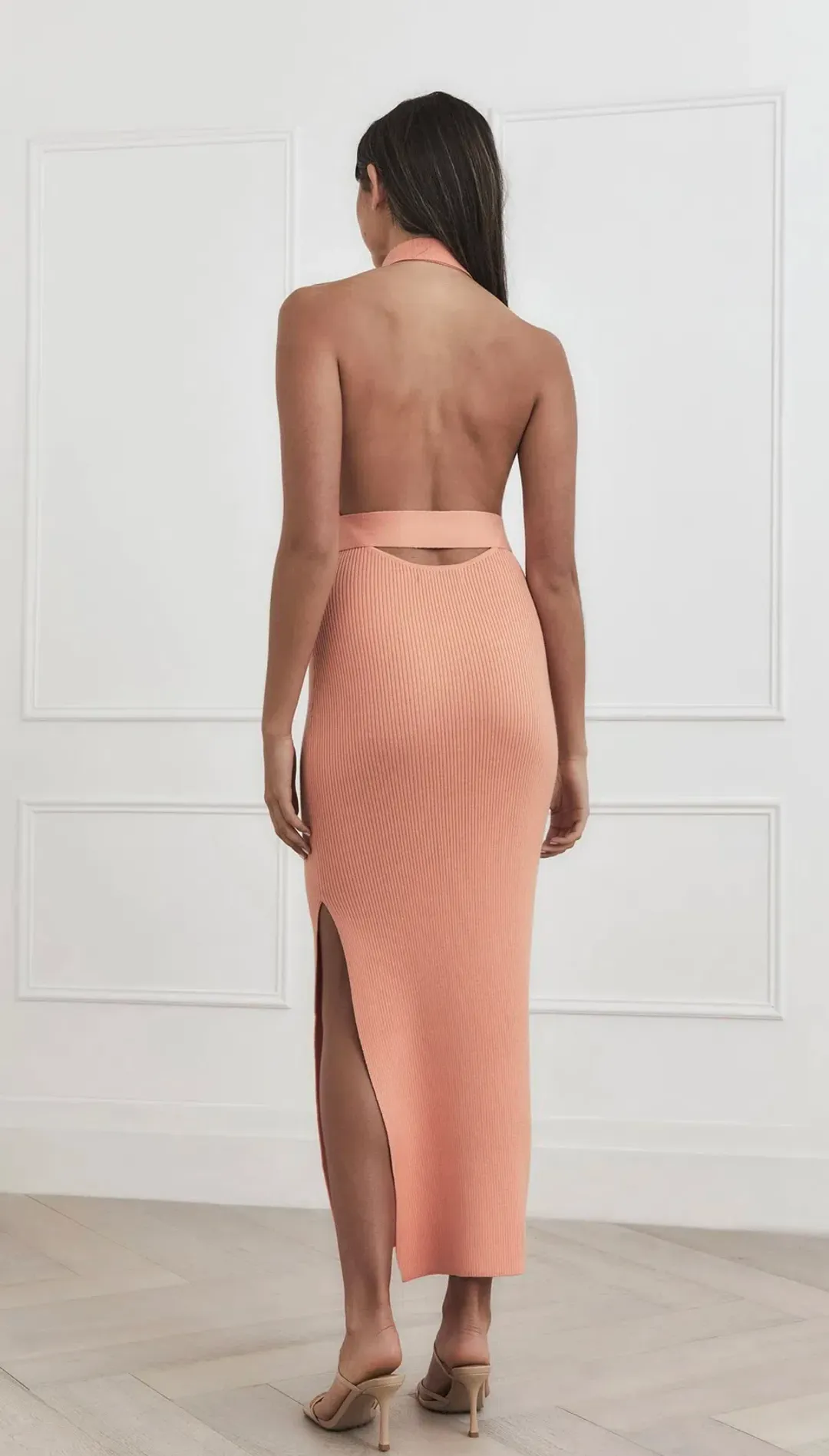 San Sloane Drake Midi Dress Peach Size 8 for rent on The Volte - main image
