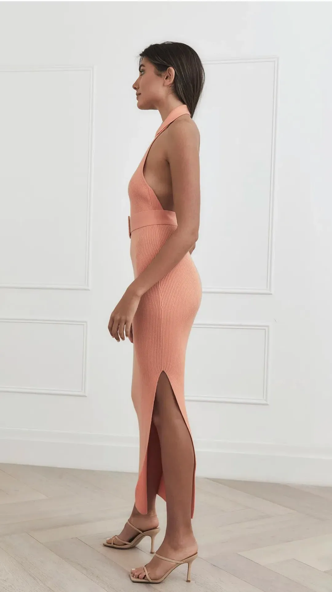 San Sloane Drake Midi Dress Peach Size 8 for rent on The Volte - main image