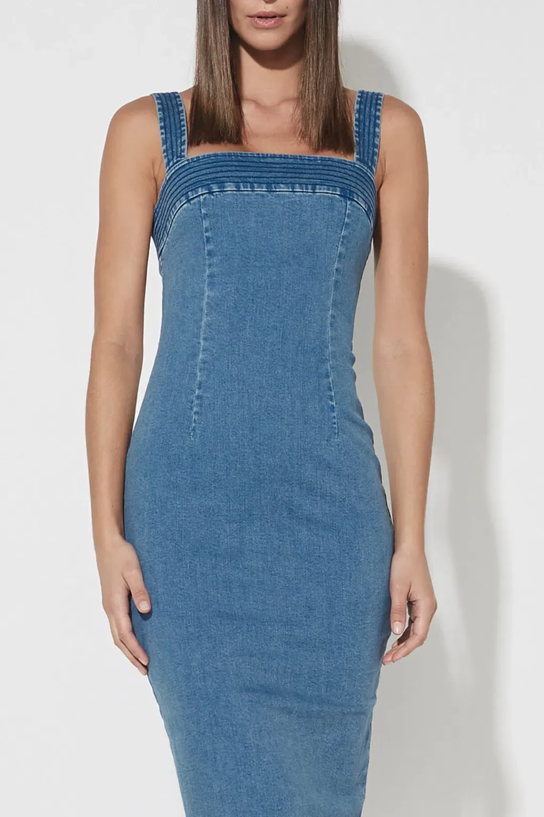Mossman The Strike Back Denim Dress Blue Size 8 for rent on The Volte - main image