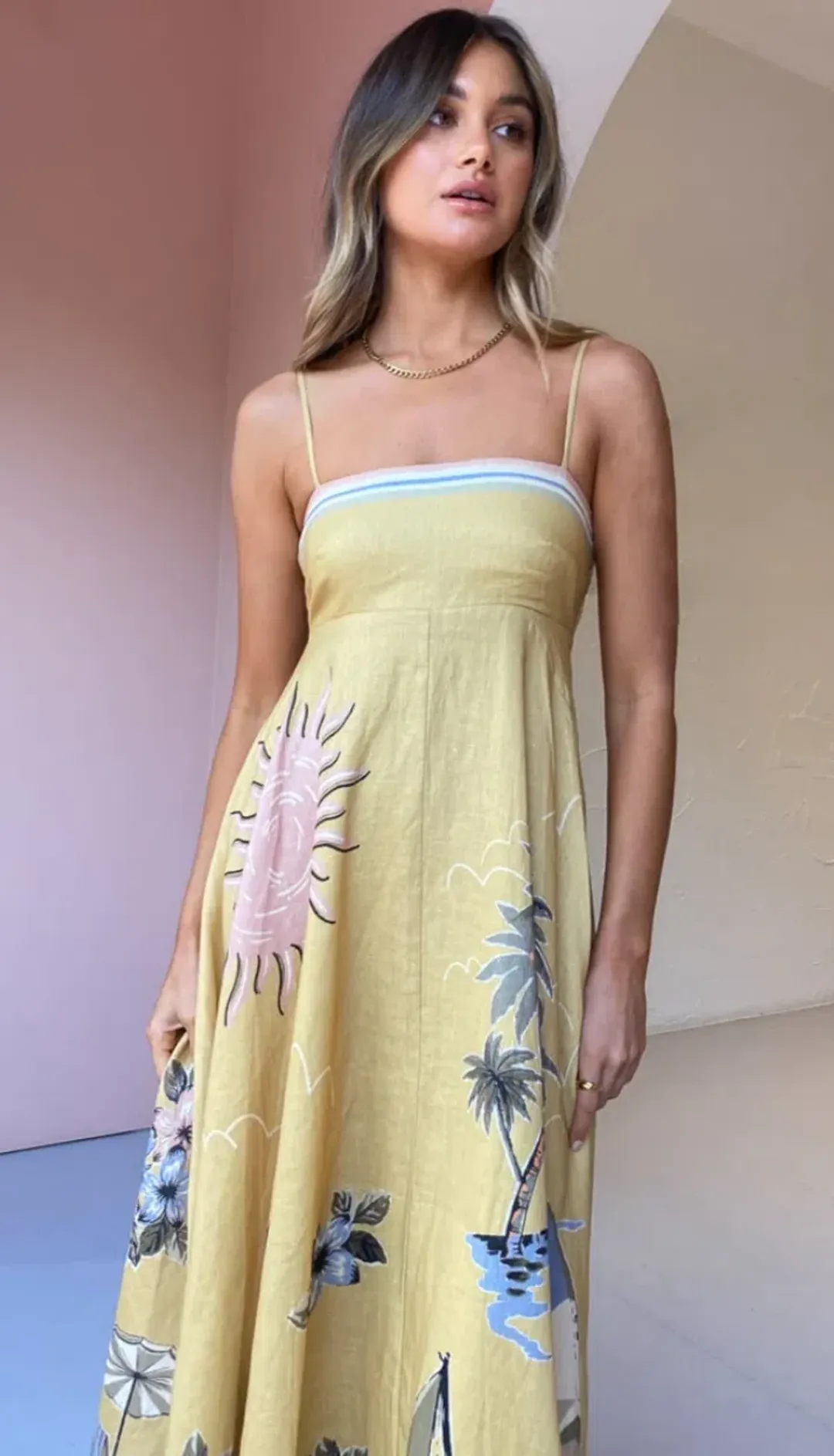 Alemais Sunset Shades Sundress Sand Size 12  for rent on The Volte - main image
