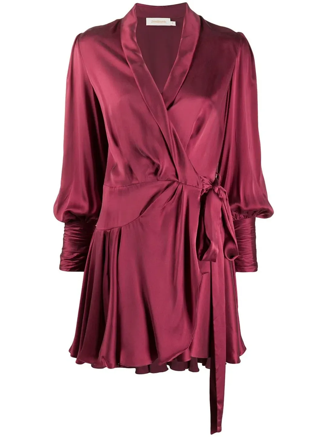 Zimmermann Silk Wrap Mini Dress Burgundy Size 0P / AU 6 for rent on The Volte - main image