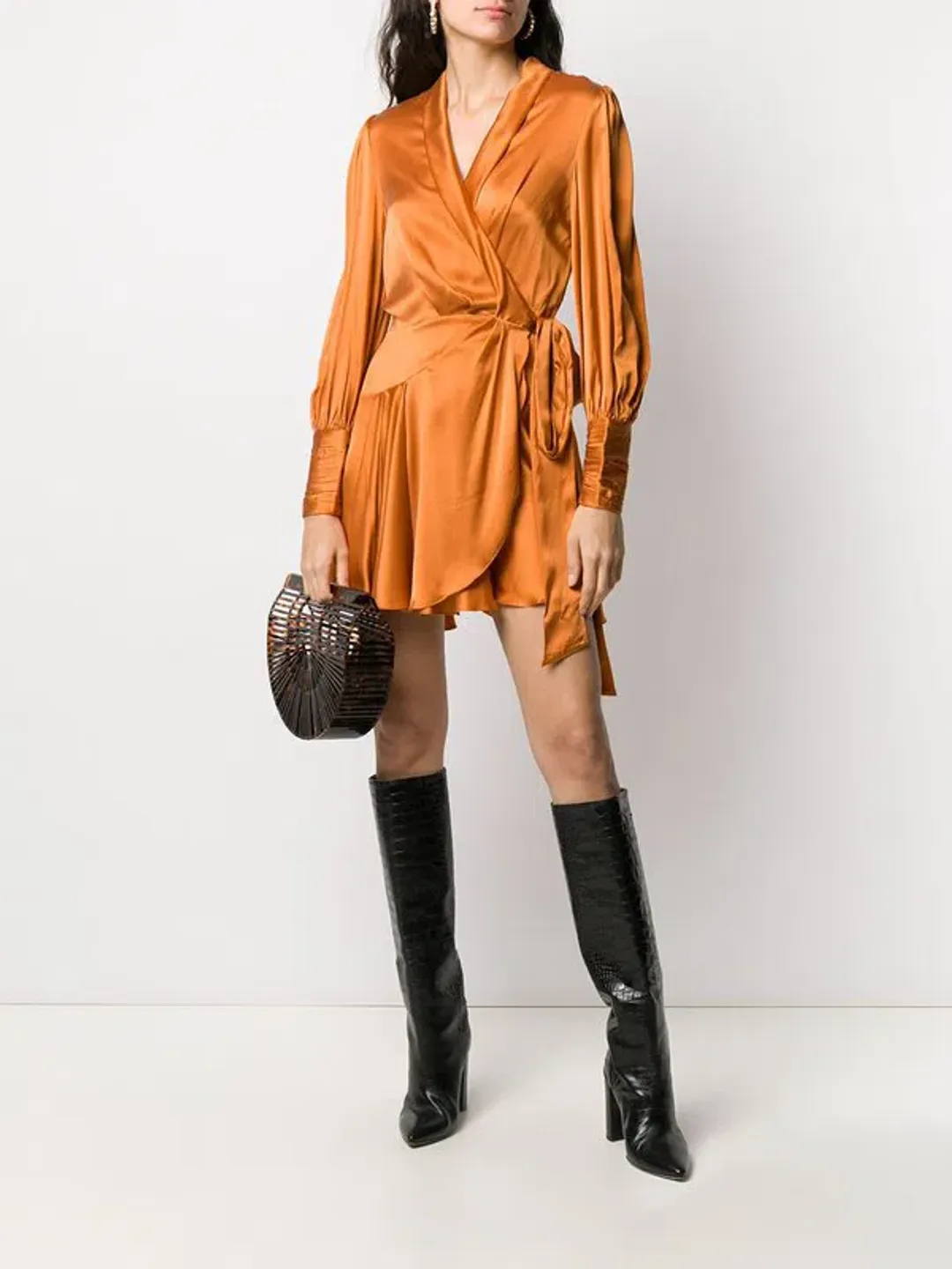 Zimmermann Silk Wrap Mini Dress Orange Mango Size 0P / AU 6 for rent on The Volte - main image