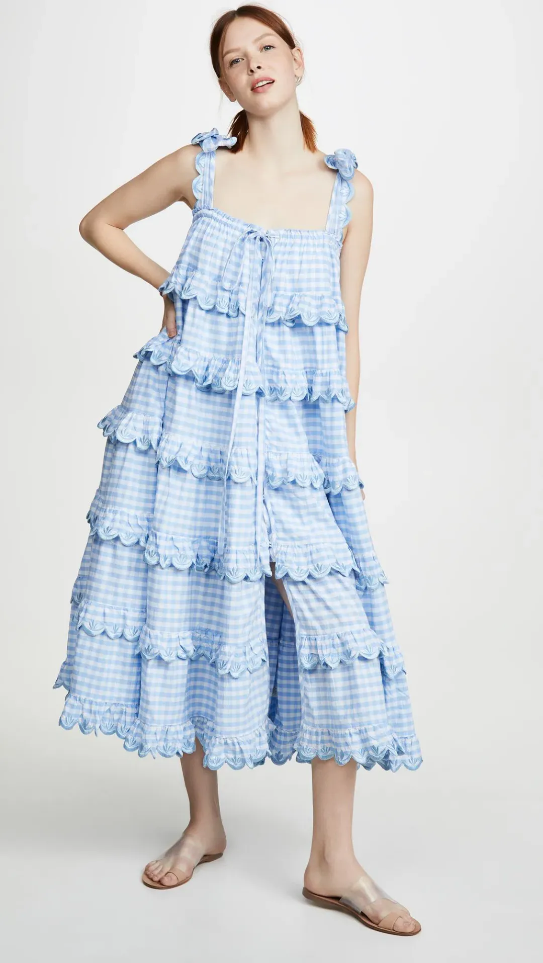 Innika Choo Scallop Frill Dress Blue Size 12 for rent on The Volte - main image