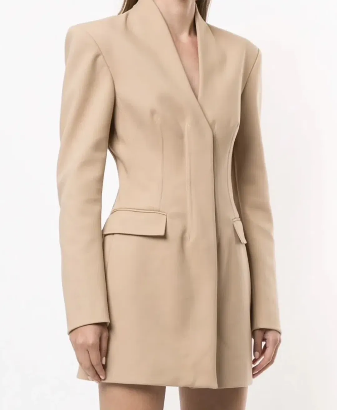 Dion Lee Camel Frame Blazer Dress Nude Size 8 for rent on The Volte - main image
