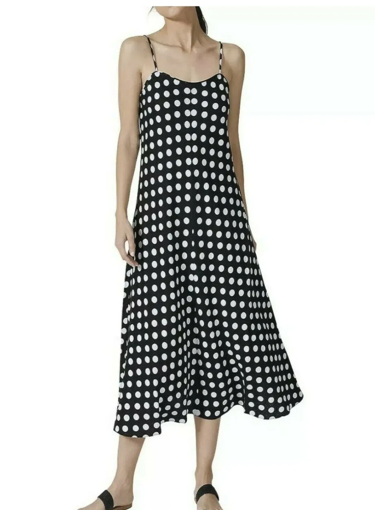 Country Road Polka Dot Linen Slip Dress Print Size 8 - Image 1