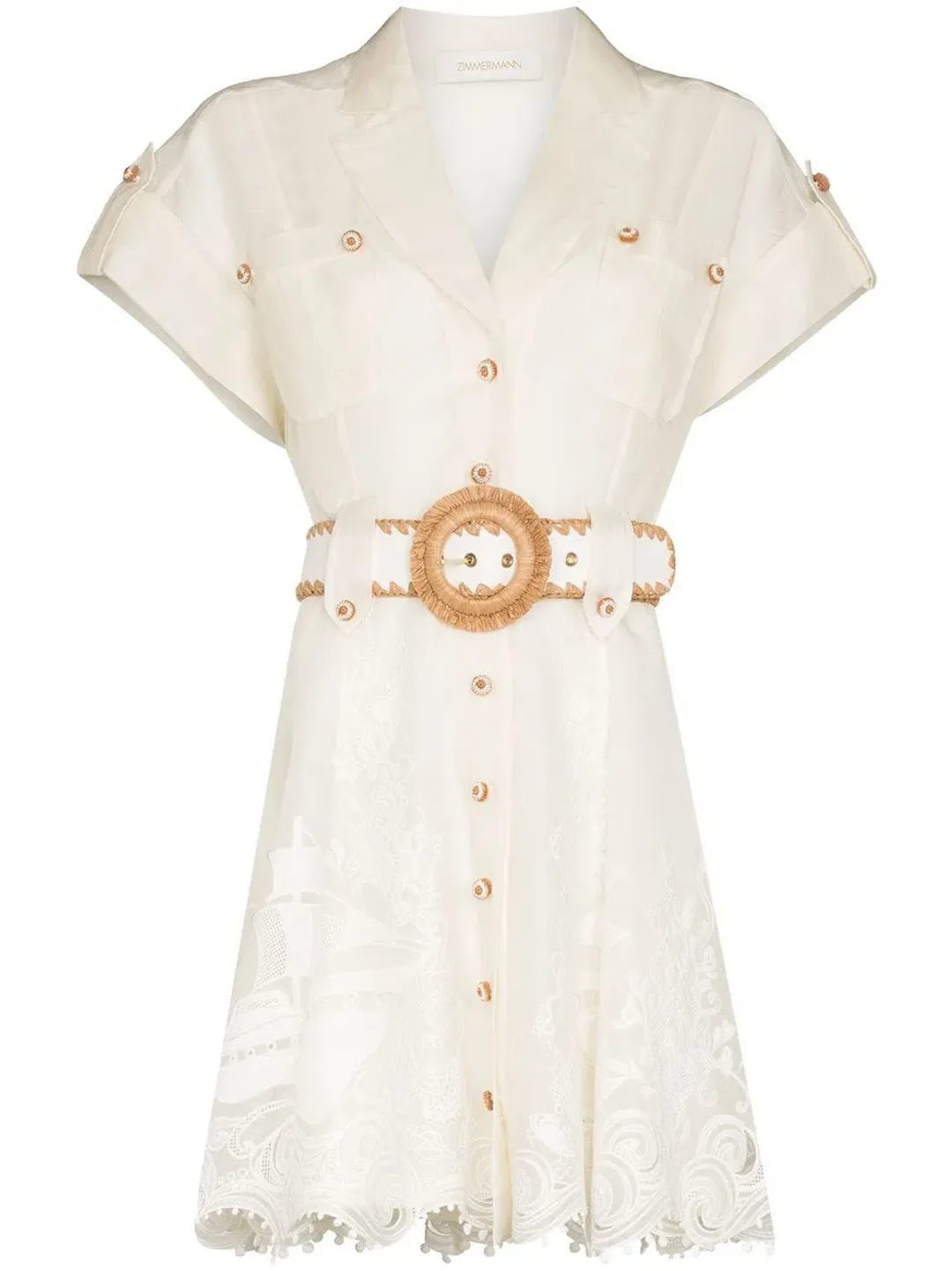 Zimmermann Postcard Embroidered Mini Dress White Size 0 / AU 8 for rent on The Volte - main image