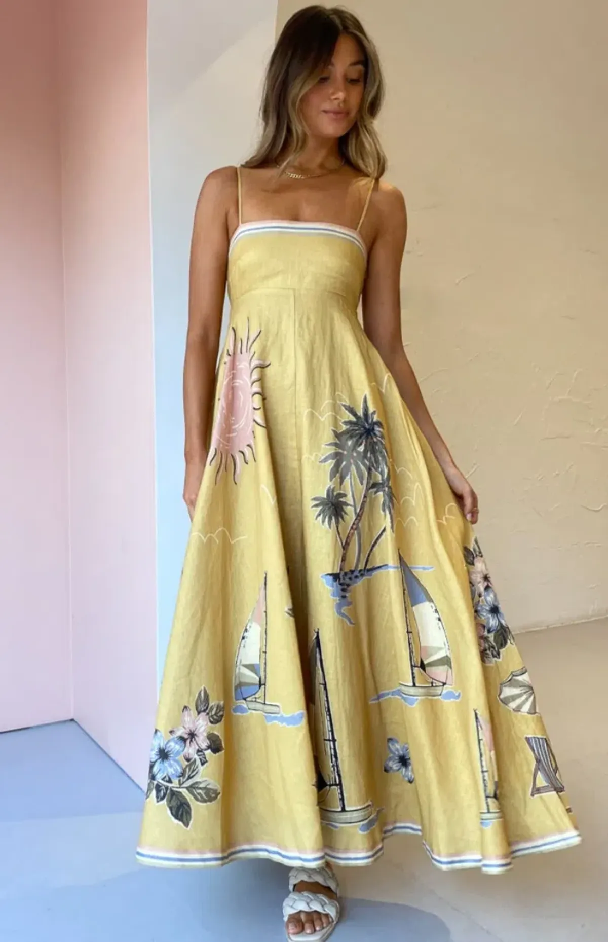 Alemais Sunset Shades Sundress Yellow Size 8 - Image 1