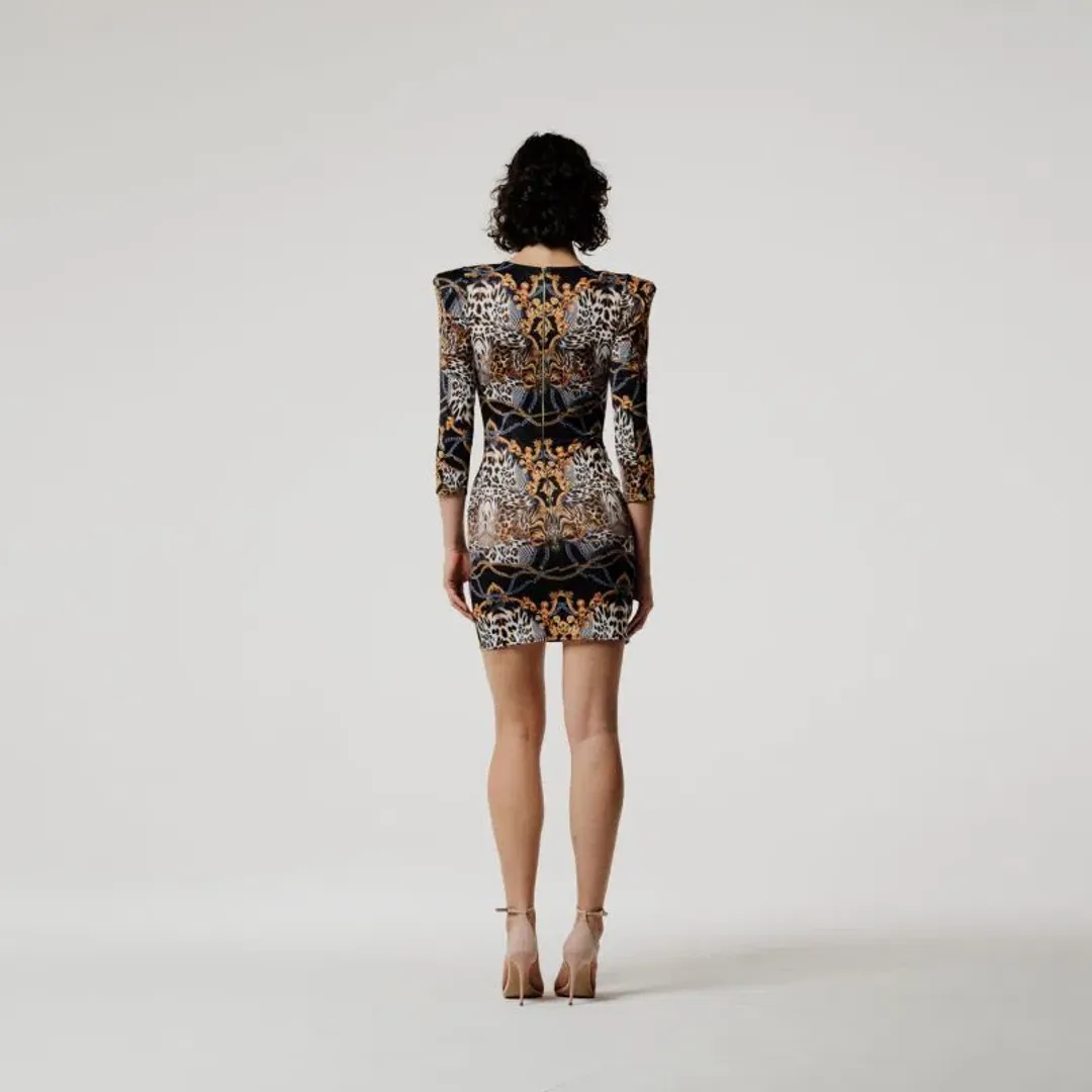 Meraki Official Max Baroque Printed Mini Dress Print Size 8  for rent on The Volte - main image