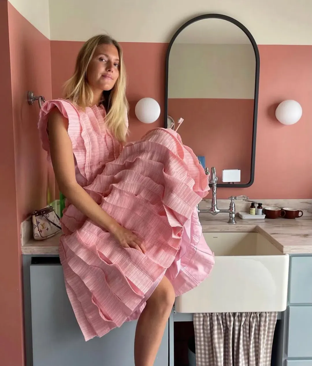 Aje Hybrid Midi Dress in Rose Pink Size 14  for rent on The Volte - main image