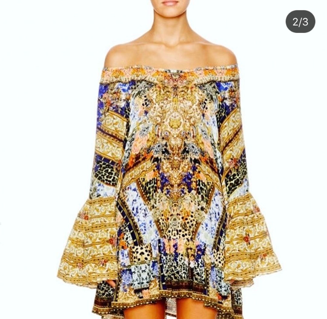 Camilla Two Of A Kind A Line Frill Dress Print Size 2 for rent on The Volte - main image