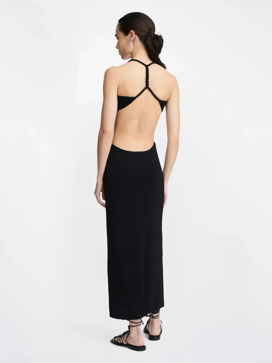Dion Lee V Neck Rope Dress Black Size 4 for rent on The Volte - main image
