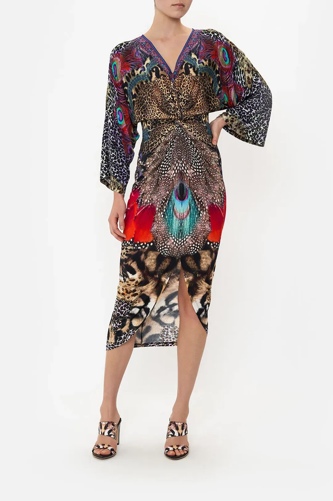 Camilla Xanadu Rising Long Split Front Twist Dress Print XXXL for rent on The Volte - main image