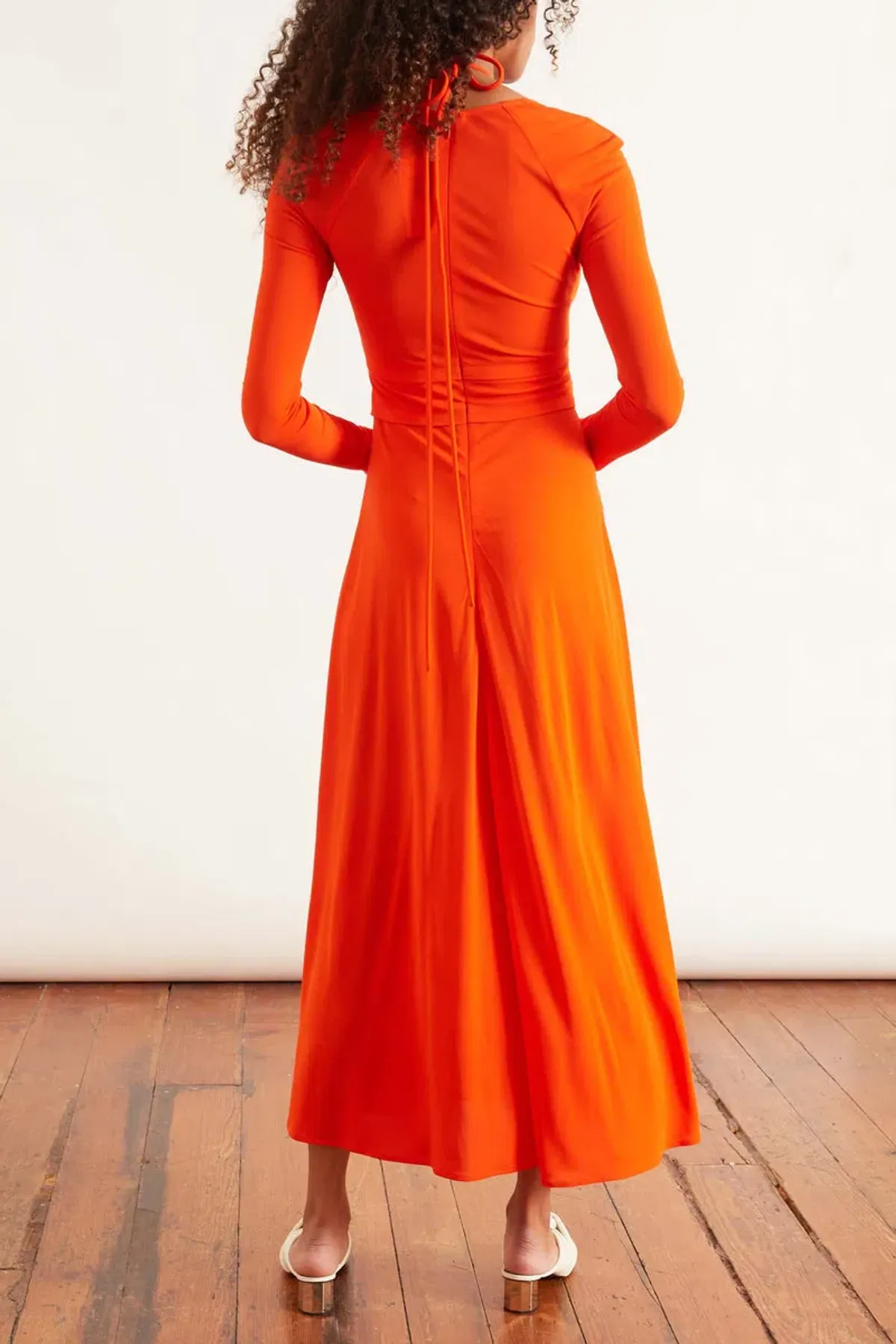 Proenza Schouler Matte Jersey Drawstring Dress Orange Size 6 - Image 2