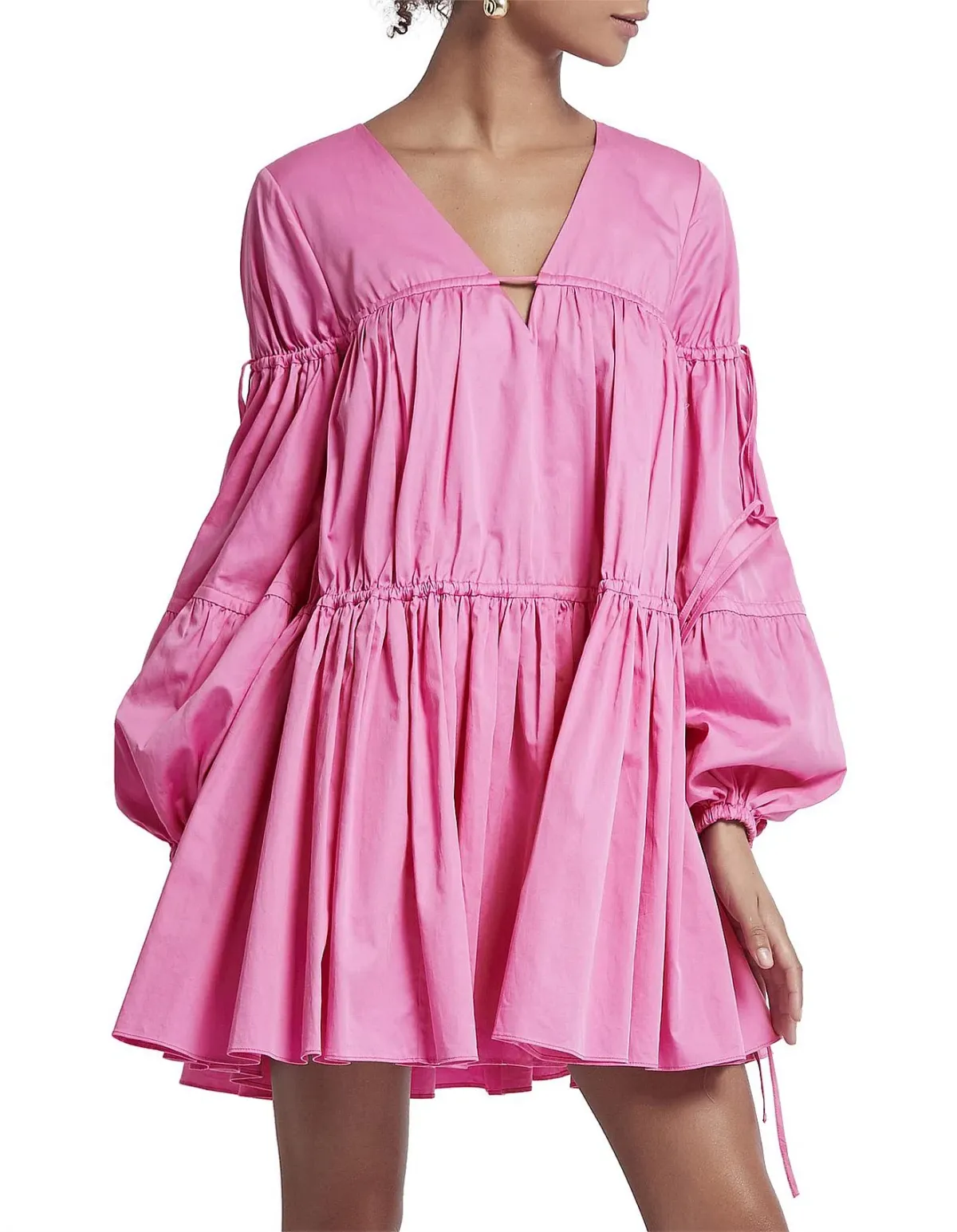 Aje Overture Gathered Smock Mini Dress Pink Size 10 - Image 2