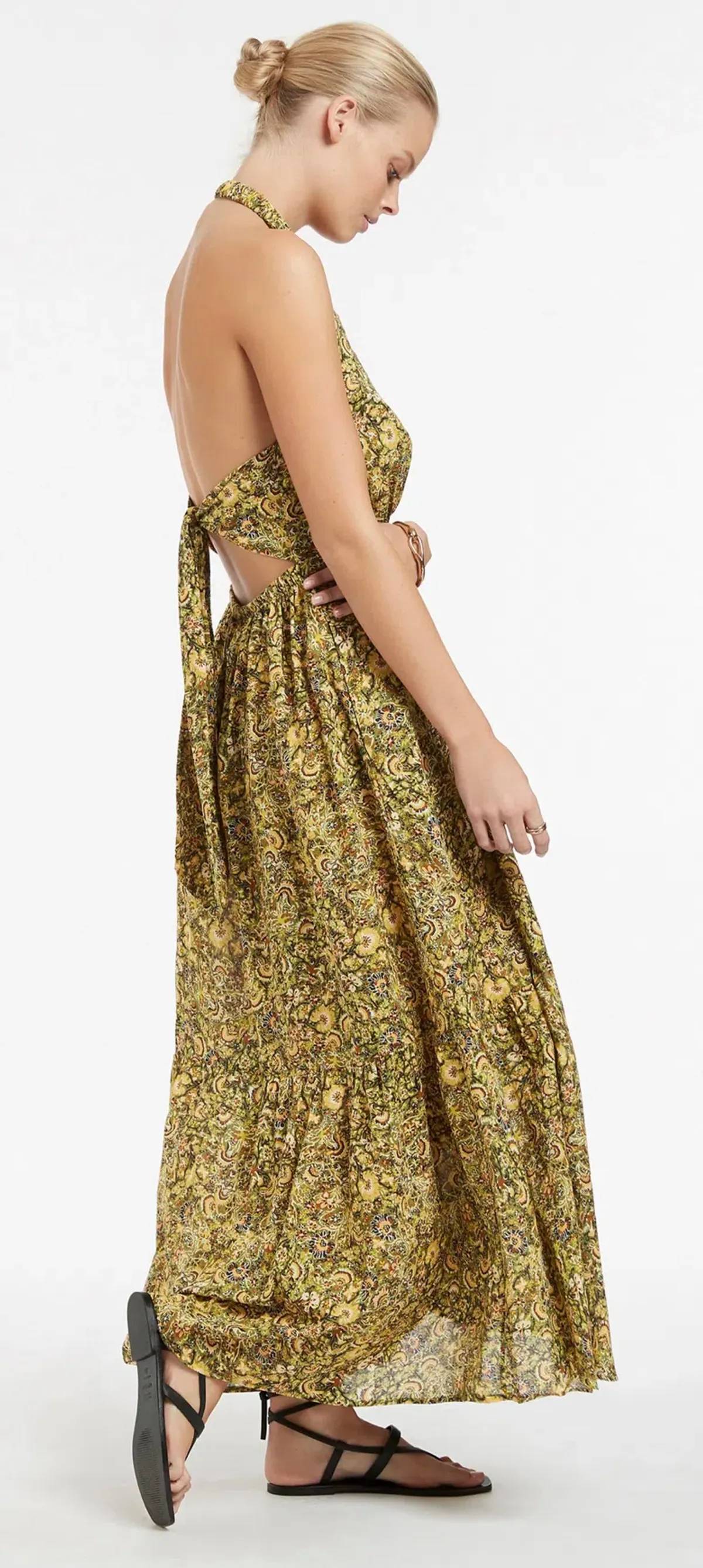 Jets Majorelle Tie Back Maxi Dress Print Size M - Image 2