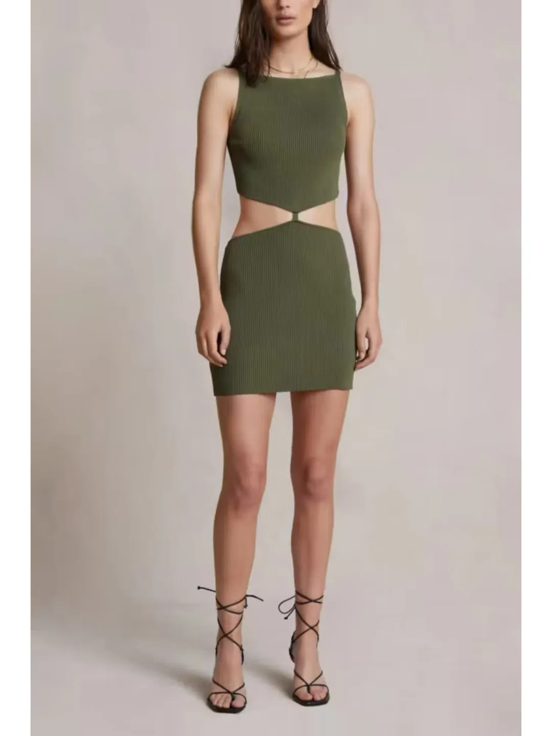 Bec & Bridge Olive Mason Knit Mini Dress Green Size AU 6  for rent on The Volte - main image