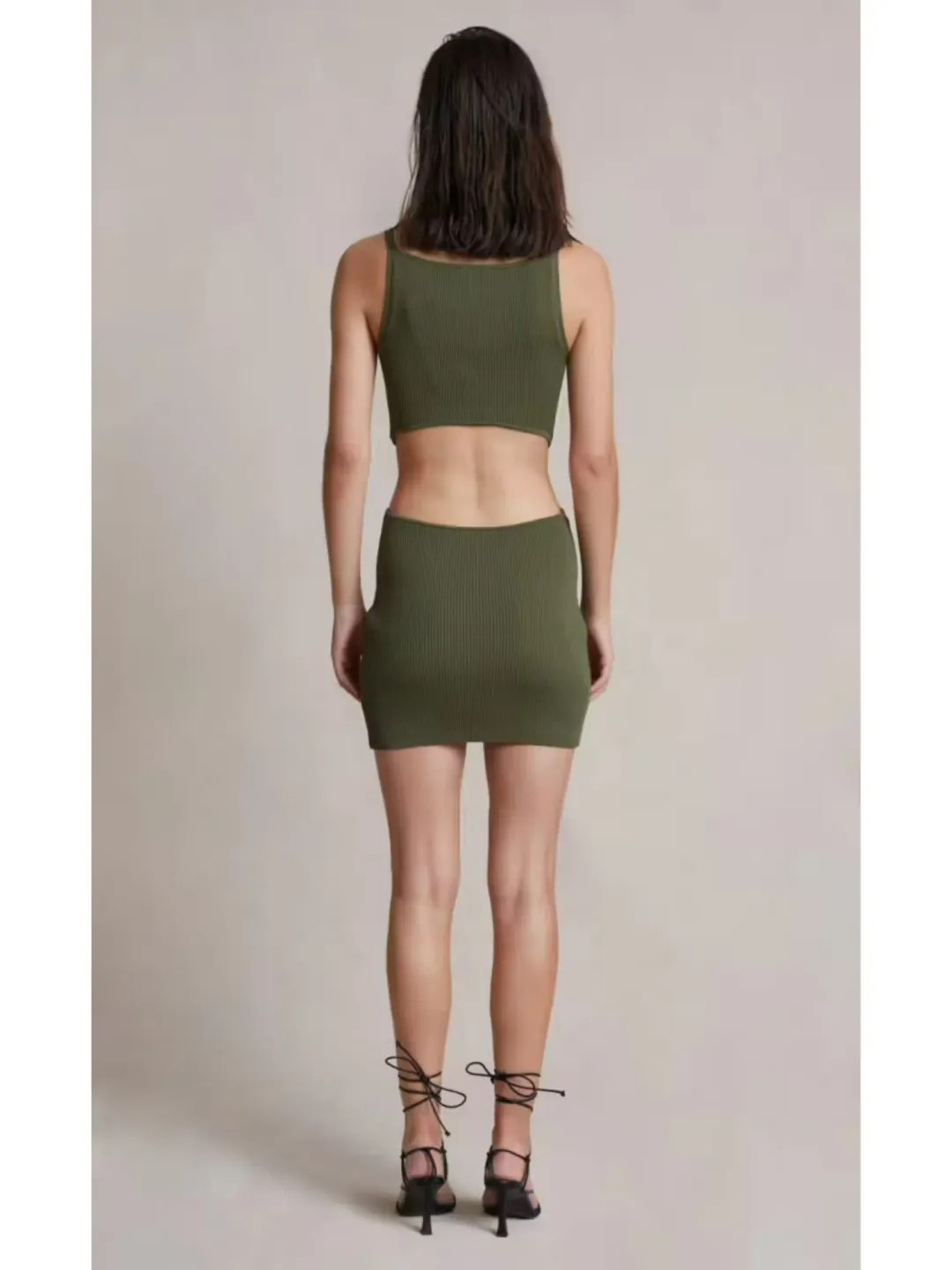 Bec & Bridge Olive Mason Knit Mini Dress Green Size AU 6  for rent on The Volte - main image