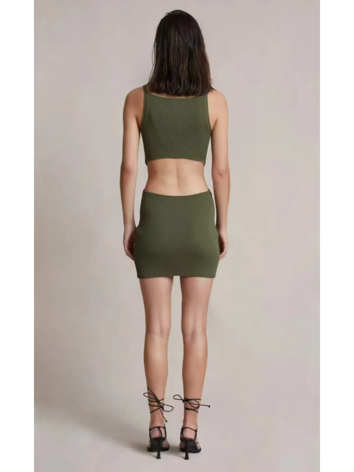 Bec & Bridge Olive Mason Knit Mini Dress Green Size AU 6  - Image 4