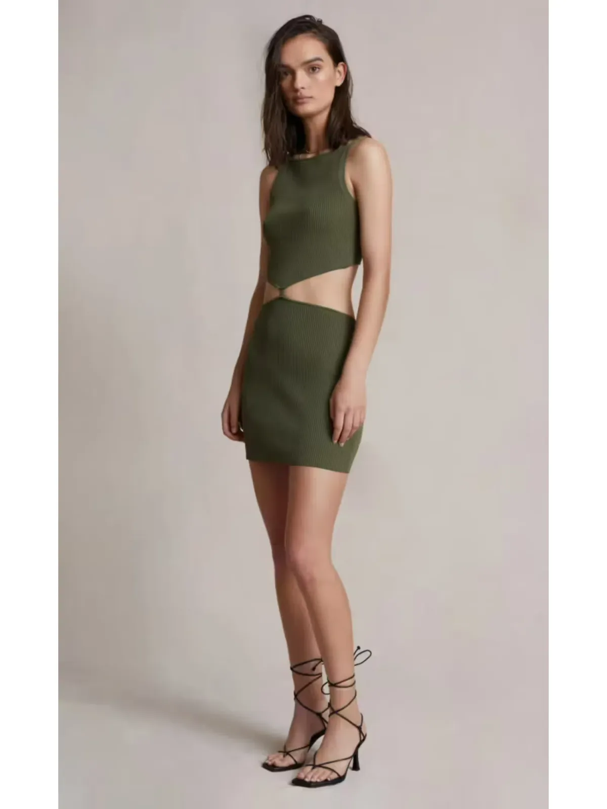 Bec & Bridge Olive Mason Knit Mini Dress Green Size AU 6  - Image 2