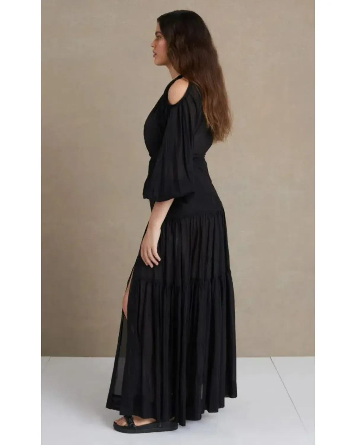Bec & Bridge Black Papillon Long Sleeve Midi Dress Black Size AU 8  - Image 2