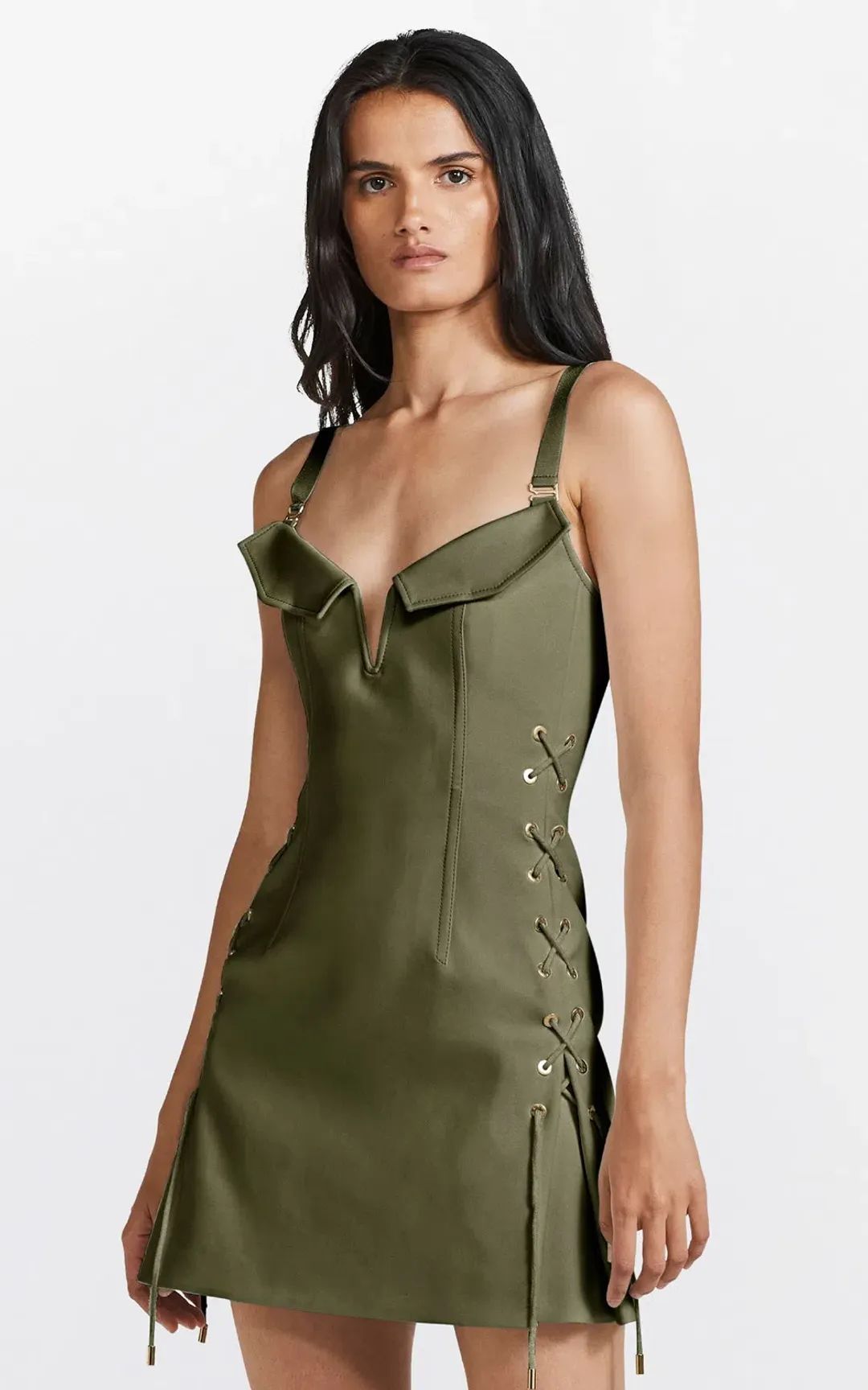 Dion Lee Laced Bonded Mini Dress Green Size 8 for rent on The Volte - main image