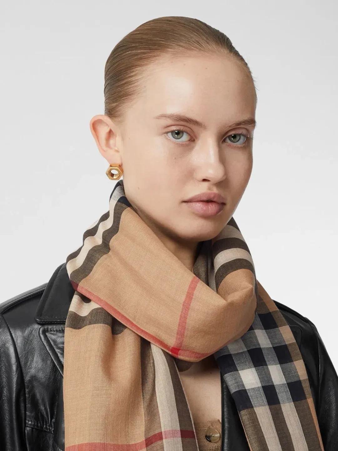 Burberry Lightweight Check Wool Silk Scarf  for rent on The Volte - main image