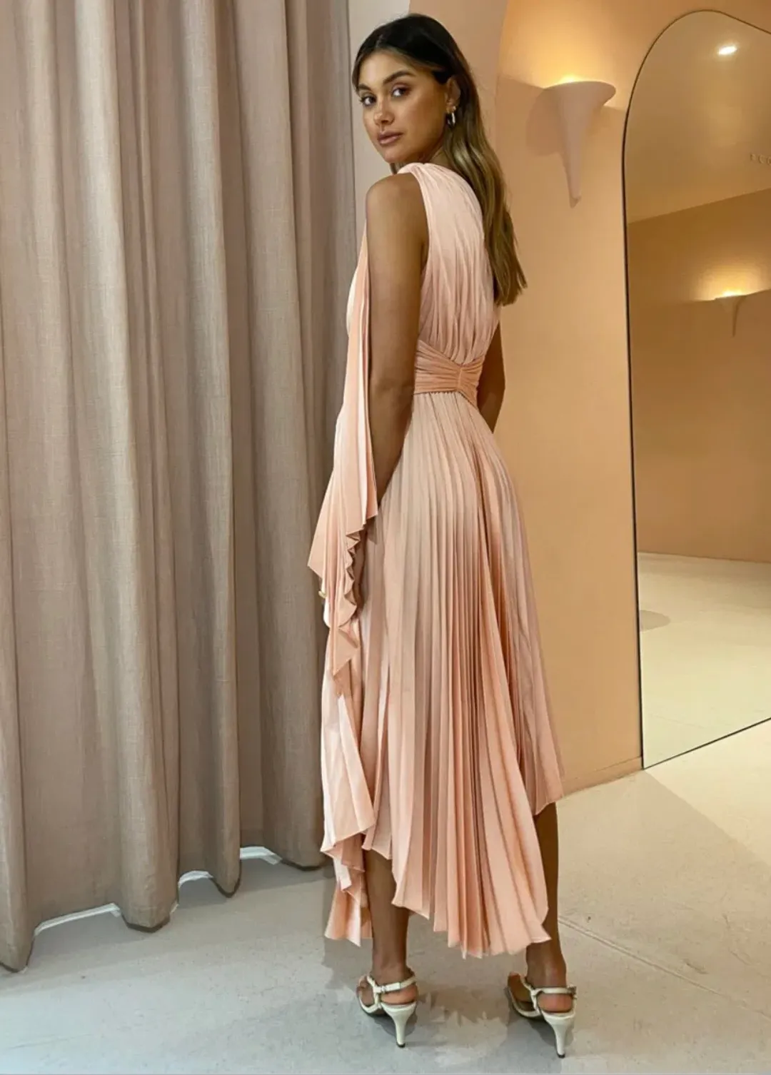 Acler Kalora Dress Peach Size 6 for rent on The Volte - main image