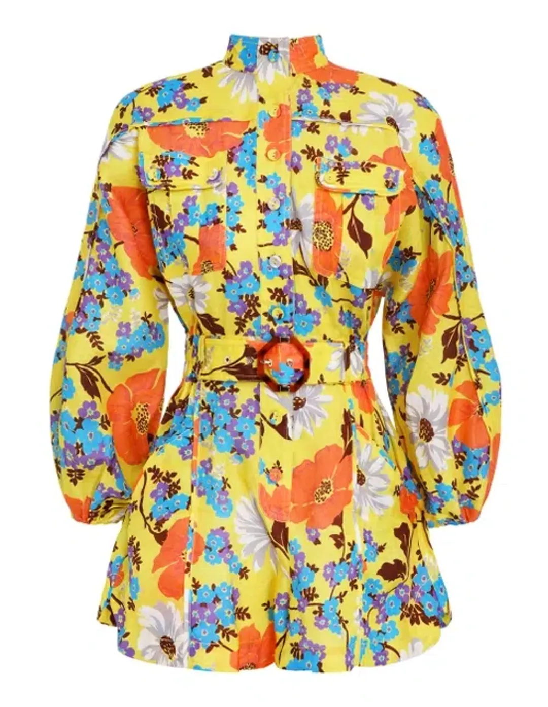 Zimmermann Estelle Panelled Playsuit Yellow Floral Print Size 0 for rent on The Volte - main image