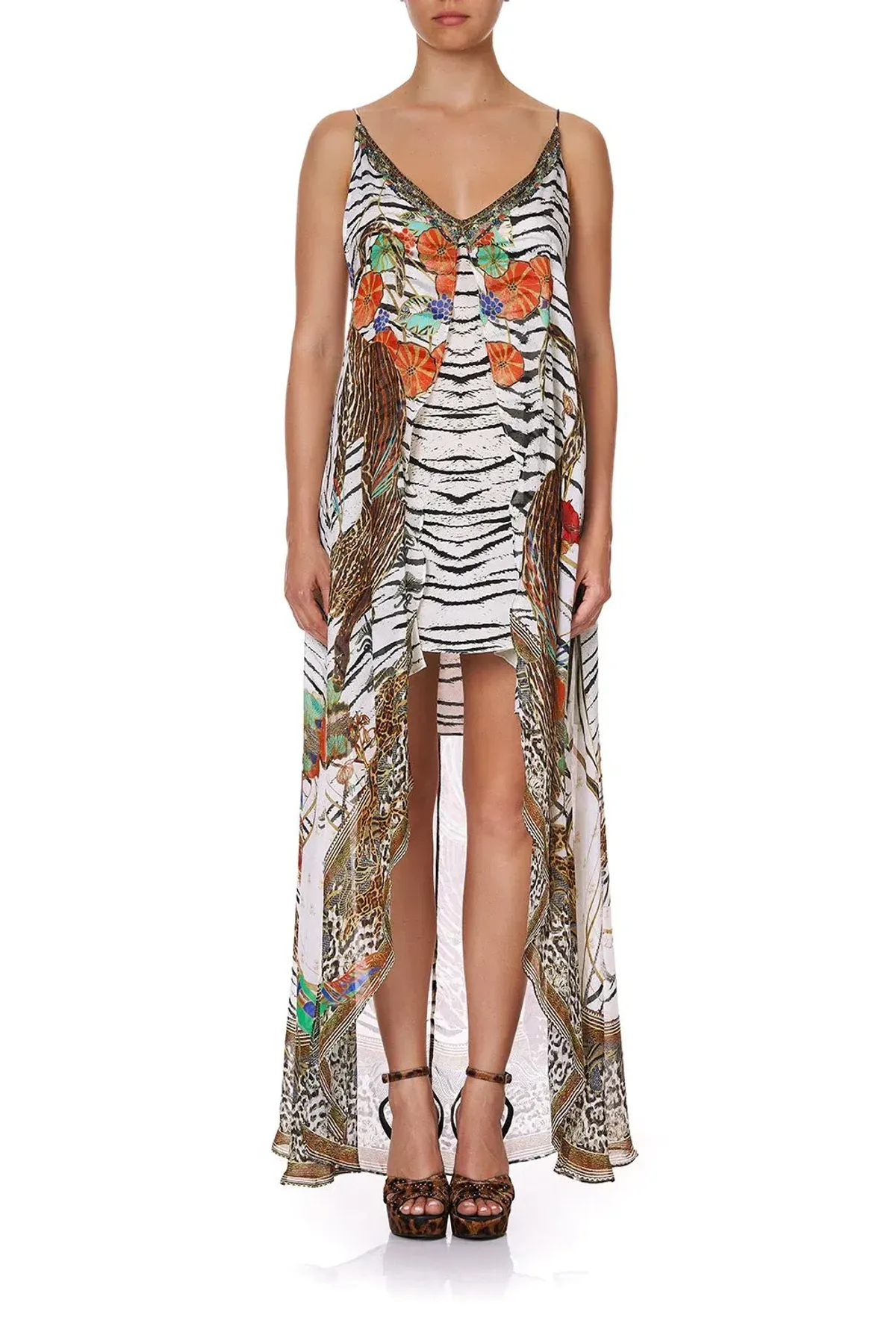 Camilla Cosmic Conflict Flared Mini Dress with Sheer Overlay Size M - Image 1