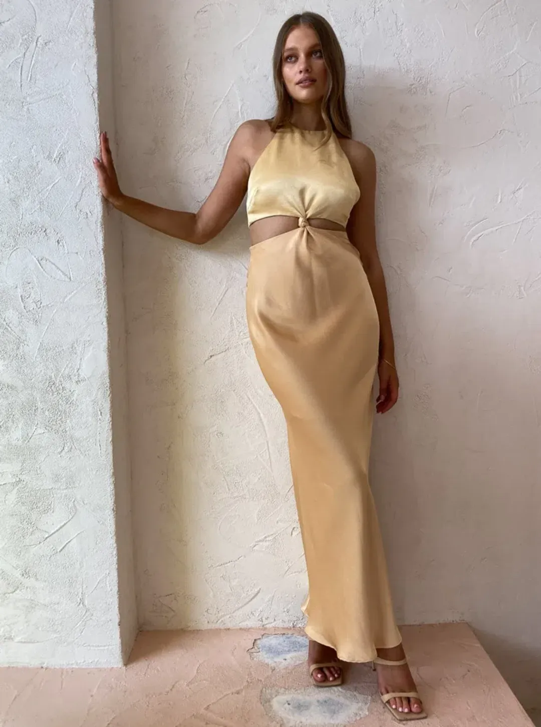 Bec & Bridge Carrie Halter Maxi Dress Multi Yellow Size 16 for rent on The Volte - main image